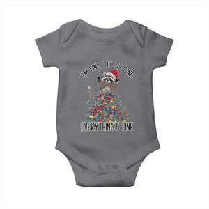 Christmas Racoon Baby Onesie I'm Fine Everything Is Fine Xmas Lights TS10 Charcoal Print Your Wear