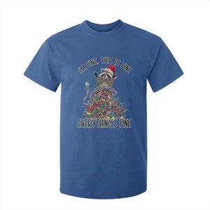 Christmas Racoon T Shirt For Kid I'm Fine Everything Is Fine Xmas Lights TS10 Royal Blue Print Your Wear