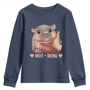 Funny Moo-Deng Youth Sweatshirt Baby Pygmy Hippo Cute Zoo For Family Tee TS10 Navy Print Your Wear