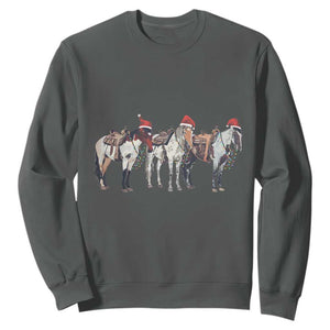 Horse Christmas Sweatshirt Western Cowboy Cowgirl Howdy Country TS10 Dark Heather Print Your Wear