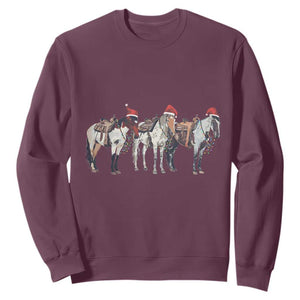 Horse Christmas Sweatshirt Western Cowboy Cowgirl Howdy Country TS10 Maroon Print Your Wear