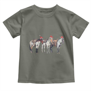 Horse Christmas Toddler T Shirt Western Cowboy Cowgirl Howdy Country TS10 Military Green Print Your Wear