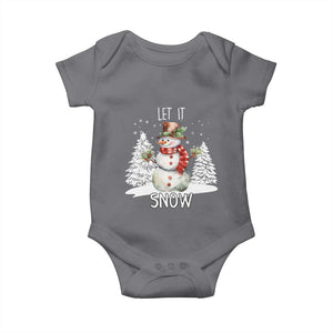 Christmas Let It Snow Baby Onesie Funny Snowman Snowflakes Xmas Tree TS10 Charcoal Print Your Wear