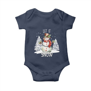 Christmas Let It Snow Baby Onesie Funny Snowman Snowflakes Xmas Tree TS10 Navy Print Your Wear
