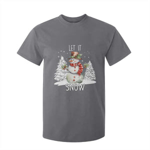 Christmas Let It Snow T Shirt For Kid Funny Snowman Snowflakes Xmas Tree TS10 Charcoal Print Your Wear