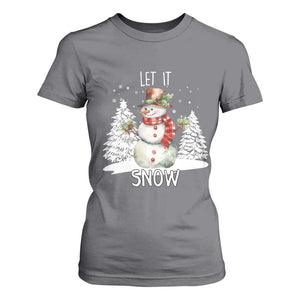 Christmas Let It Snow T Shirt For Women Funny Snowman Snowflakes Xmas Tree TS10 Charcoal Print Your Wear