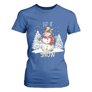 Christmas Let It Snow T Shirt For Women Funny Snowman Snowflakes Xmas Tree TS10 Royal Blue Print Your Wear