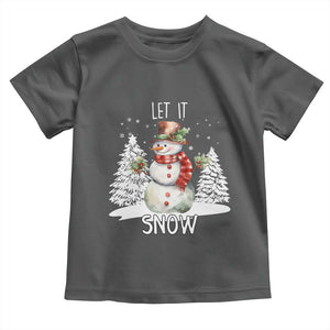 Christmas Let It Snow Toddler T Shirt Funny Snowman Snowflakes Xmas Tree TS10 Dark Heather Print Your Wear