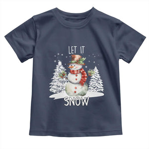 Christmas Let It Snow Toddler T Shirt Funny Snowman Snowflakes Xmas Tree TS10 Navy Print Your Wear