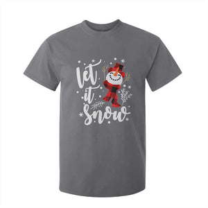 Christmas Let It Snow T Shirt For Kid Funny Snowman Snowflakes TS10 Charcoal Print Your Wear