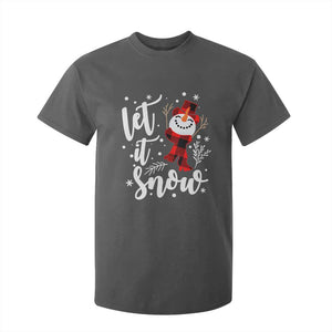 Christmas Let It Snow T Shirt For Kid Funny Snowman Snowflakes TS10 Dark Heather Print Your Wear