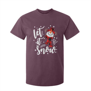 Christmas Let It Snow T Shirt For Kid Funny Snowman Snowflakes TS10 Maroon Print Your Wear
