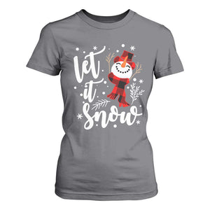 Christmas Let It Snow T Shirt For Women Funny Snowman Snowflakes TS10 Charcoal Print Your Wear