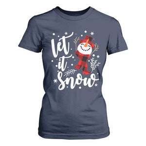 Christmas Let It Snow T Shirt For Women Funny Snowman Snowflakes TS10 Navy Print Your Wear
