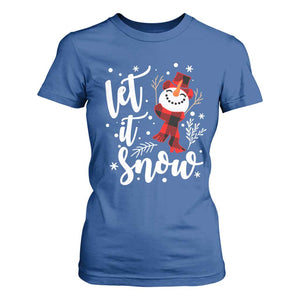Christmas Let It Snow T Shirt For Women Funny Snowman Snowflakes TS10 Royal Blue Print Your Wear