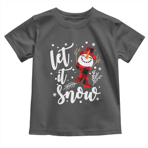 Christmas Let It Snow Toddler T Shirt Funny Snowman Snowflakes TS10 Dark Heather Print Your Wear
