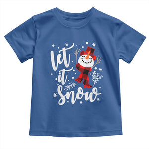 Christmas Let It Snow Toddler T Shirt Funny Snowman Snowflakes TS10 Royal Blue Print Your Wear