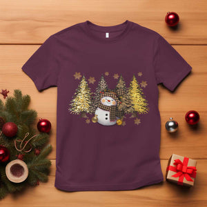 Christmas Snowman T Shirt Cute Winter Leopard Xmas Tree Farm TS10 Maroon Print Your Wear