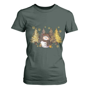 Christmas Snowman T Shirt For Women Cute Winter Leopard Xmas Tree Farm TS10 Dark Forest Green Print Your Wear