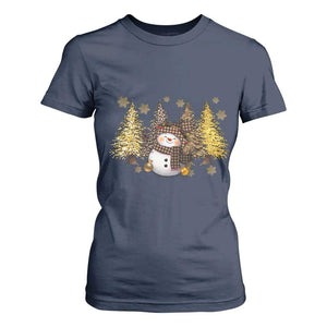 Christmas Snowman T Shirt For Women Cute Winter Leopard Xmas Tree Farm TS10 Navy Print Your Wear