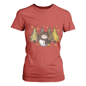 Christmas Snowman T Shirt For Women Cute Winter Leopard Xmas Tree Farm TS10 Red Print Your Wear