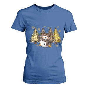 Christmas Snowman T Shirt For Women Cute Winter Leopard Xmas Tree Farm TS10 Royal Blue Print Your Wear