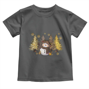 Christmas Snowman Toddler T Shirt Cute Winter Leopard Xmas Tree Farm TS10 Dark Heather Print Your Wear