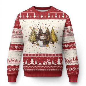 Snowman Ugly Christmas Sweater Cute Winter Leopard Xmas Tree Farm TS10 Red Print Your Wear