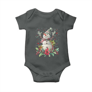 Christmas Snowman Baby Onesie Retro Winter Holiday Gift For Her TS10 Dark Heather Print Your Wear