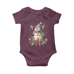 Christmas Snowman Baby Onesie Retro Winter Holiday Gift For Her TS10 Maroon Print Your Wear