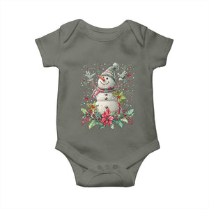 Christmas Snowman Baby Onesie Retro Winter Holiday Gift For Her TS10 Military Green Print Your Wear