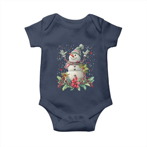 Christmas Snowman Baby Onesie Retro Winter Holiday Gift For Her TS10 Navy Print Your Wear