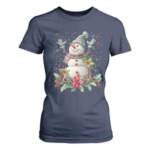 Christmas Snowman T Shirt For Women Retro Winter Holiday Gift For Her TS10 Navy Print Your Wear