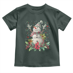 Christmas Snowman Toddler T Shirt Retro Winter Holiday Gift For Her TS10 Dark Forest Green Print Your Wear