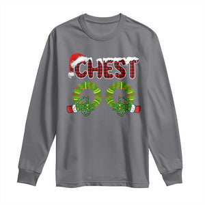 Christmas Couples Long Sleeve Shirt Chest Nuts Funny Couples Matching Chestnuts TS10 Charcoal Print Your Wear