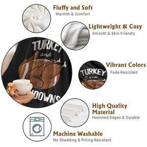 Funny Thanksgiving Throw Blanket Turkey and Touchdowns Football Season TS10 Print Your Wear