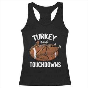 Funny Thanksgiving Racerback Tank Top Turkey and Touchdowns Football Season TS10 Black Print Your Wear