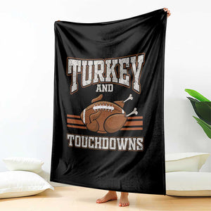 Thanksgiving Turkey And Touchdowns Football Throw Blanket Game Day Outfits American Football Player Gift TS10 Print Your Wear