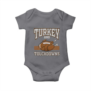 Thanksgiving Turkey And Touchdowns Football Baby Onesie Game Day Outfits American Football Player Gift TS10 Charcoal Print Your Wear