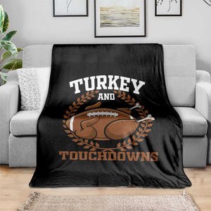Thanksgiving Turkey And Touchdowns Football Season Throw Blanket Game Day Outfits American Football Player Gift TS10 Print Your Wear