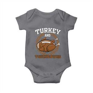 Thanksgiving Turkey And Touchdowns Football Season Baby Onesie Game Day Outfits American Football Player Gift TS10 Charcoal Print Your Wear