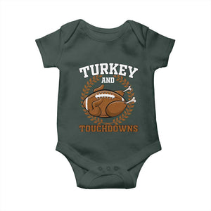 Thanksgiving Turkey And Touchdowns Football Season Baby Onesie Game Day Outfits American Football Player Gift TS10 Print Your Wear