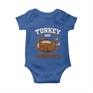 Thanksgiving Turkey And Touchdowns Football Season Baby Onesie Game Day Outfits American Football Player Gift TS10 Royal Blue Print Your Wear