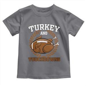 Thanksgiving Turkey And Touchdowns Football Season Baby Shirt Game Day Outfits American Football Player Gift TS10 Charcoal Print Your Wear