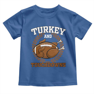 Thanksgiving Turkey And Touchdowns Football Season Baby Shirt Game Day Outfits American Football Player Gift TS10 Royal Blue Print Your Wear