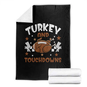 Thanksgiving Turkey And Touchdowns Football Season Throw Blanket Game Day TS10 Black Print Your Wear