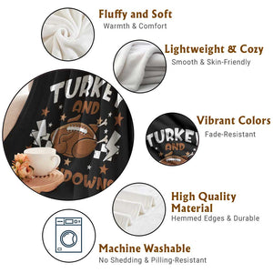 Thanksgiving Turkey And Touchdowns Football Season Throw Blanket Game Day TS10 Print Your Wear