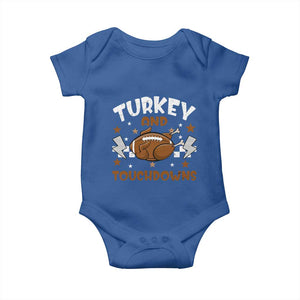 Thanksgiving Turkey And Touchdowns Football Season Baby Onesie Game Day TS10 Royal Blue Print Your Wear