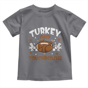 Thanksgiving Turkey And Touchdowns Football Season Baby Shirt Game Day TS10 Charcoal Print Your Wear
