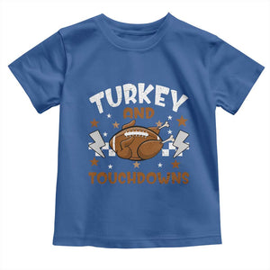 Thanksgiving Turkey And Touchdowns Football Season Baby Shirt Game Day TS10 Royal Blue Print Your Wear